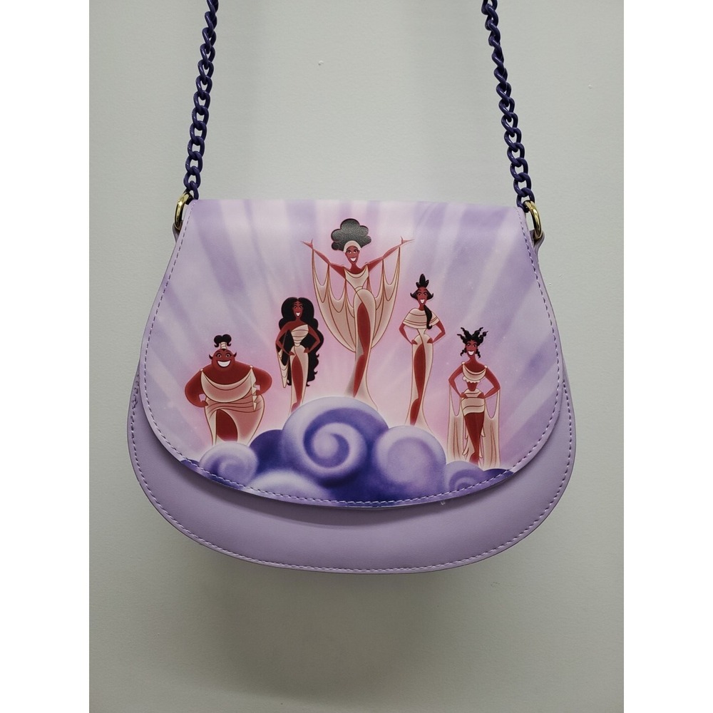 Loungefly Disney Hercules Muses Clouds Crossbody Bag Purse Purple Chains